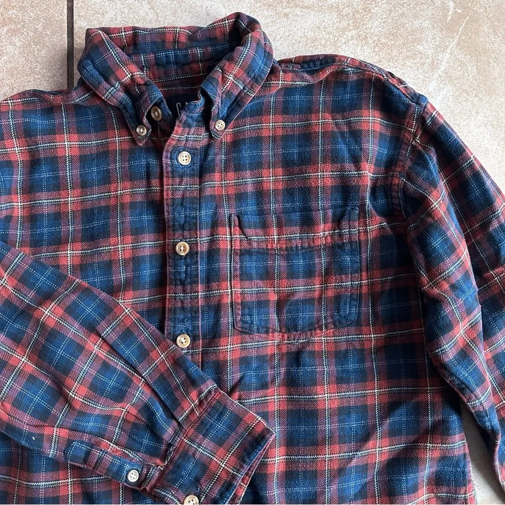 Vintage Gap kids cotton flannel shirt- Navy and Red